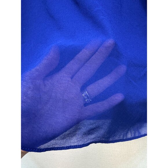 Grace Womens V-Neck Blouse Plus Size 2X Blue Ruffle Sleeve Pullover Sheer Y2K - Picture 7 of 11